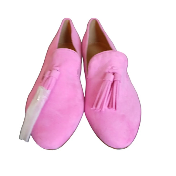 NEW J Crew Pink Microsuede Tassel Smoking Loafer.Flat size 6 - Picture 2 of 9